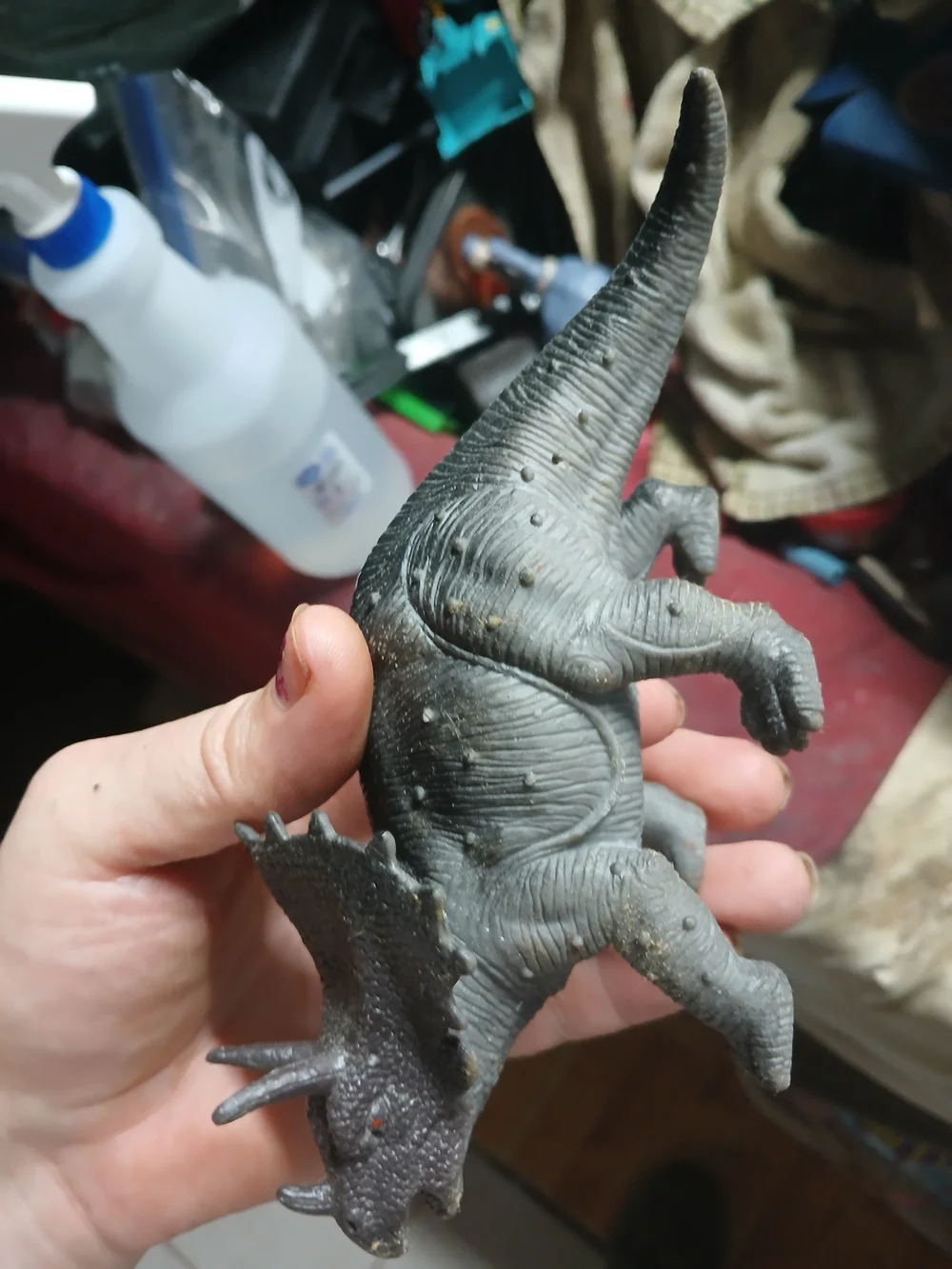 Gray Triceratops Action Figure Dinosaur Toy - Realistic Playset Piece